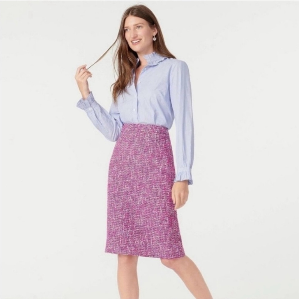 Jcrew tweed No. 2 pencil skirt, Pink Multi Color, Size 6
